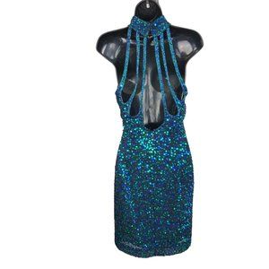 Vintage sequined sparkly dress Oleg Cassini Black Tie womens 10